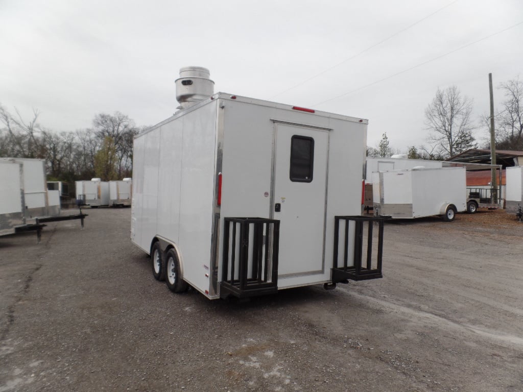 White Concession 8.5' x 16' Food Catering Event Trailer