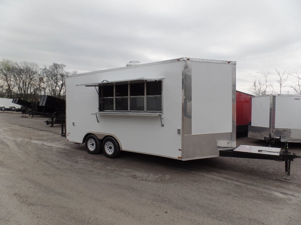 White Concession 8.5' x 16' Food Catering Event Trailer