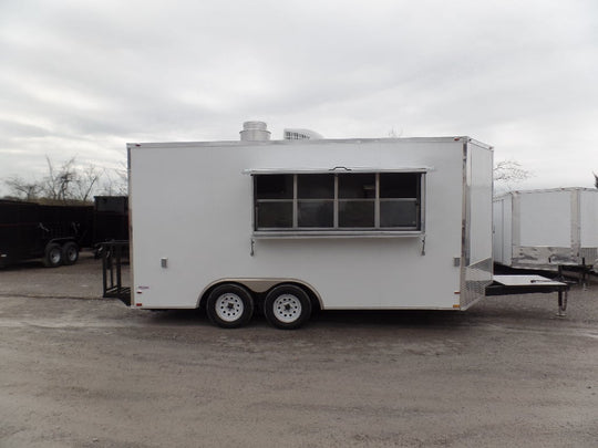 White Concession 8.5' x 16' Food Catering Event Trailer