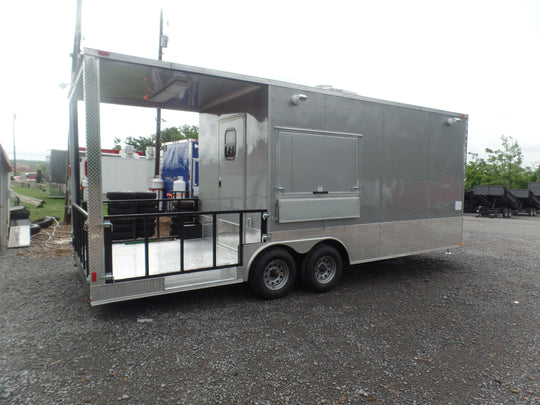 8.5' x 22' Concession Trailer Silver BBQ Event Catering