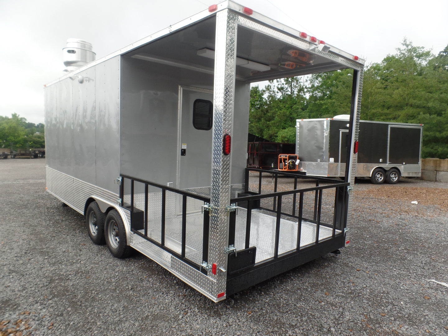 8.5' x 22' Concession Trailer Silver BBQ Event Catering