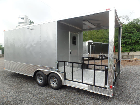 8.5' x 22' Concession Trailer Silver BBQ Event Catering