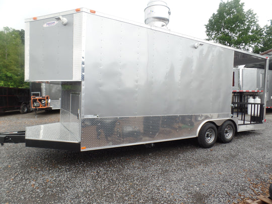 8.5' x 22' Concession Trailer Silver BBQ Event Catering