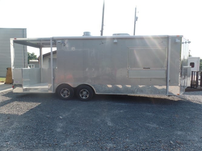 8.5' x 24' Concession Trailer Silver Frost BBQ Event Catering