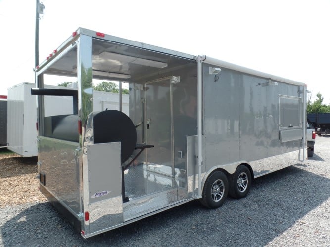 8.5' x 24' Concession Trailer Silver Frost BBQ Event Catering