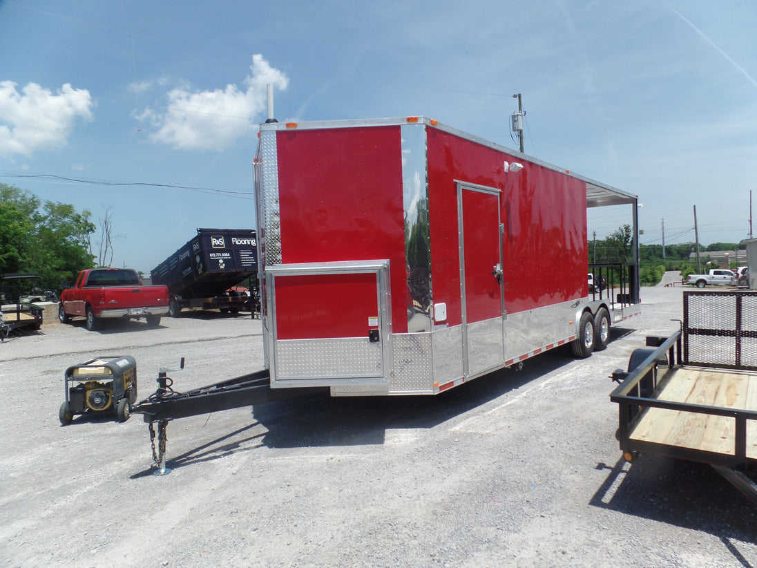 8.5' x 28' Concession Food Trailer Red Event Catering