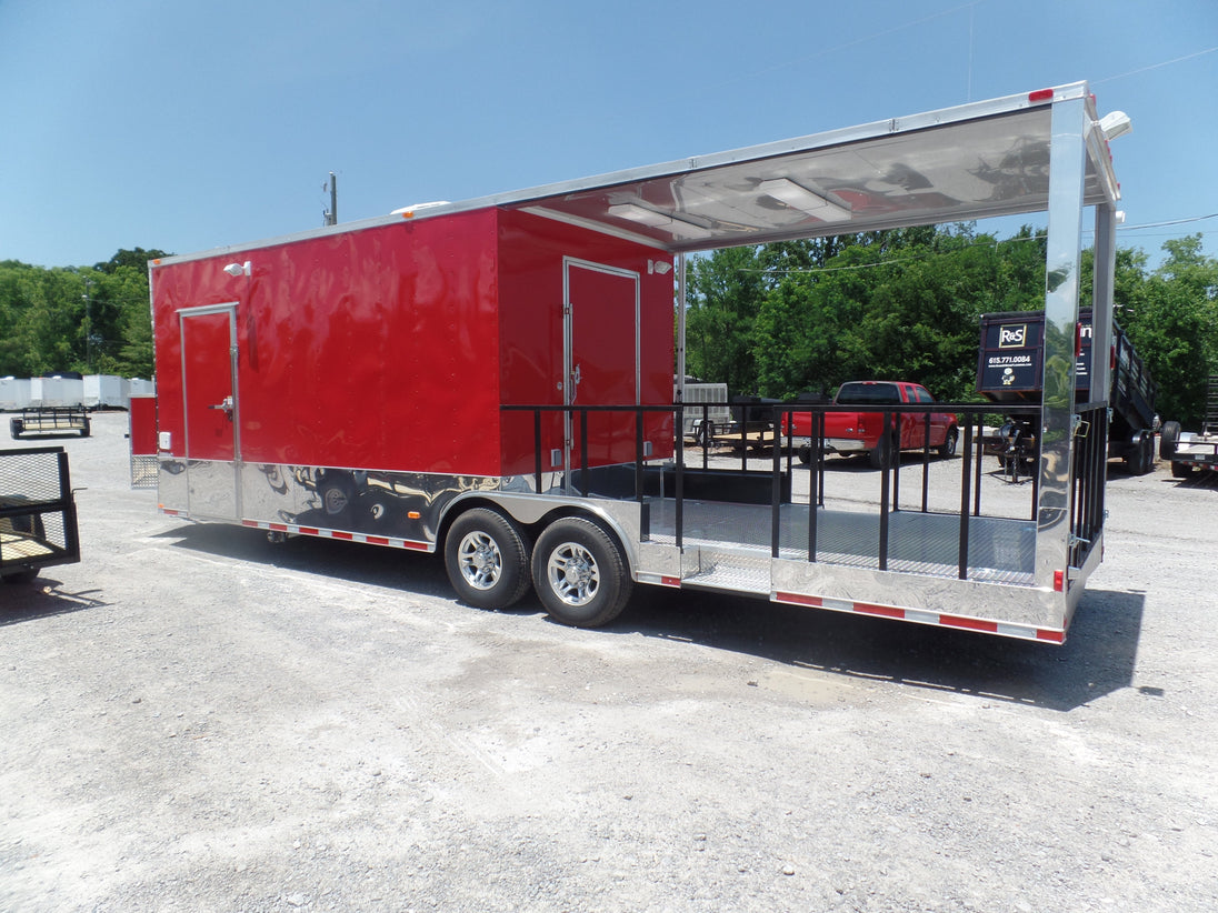 8.5' x 28' Concession Food Trailer Red Event Catering