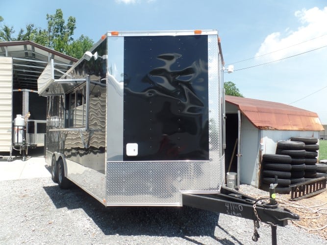 8.5' x 18' Concession Food Trailer Black Event Catering