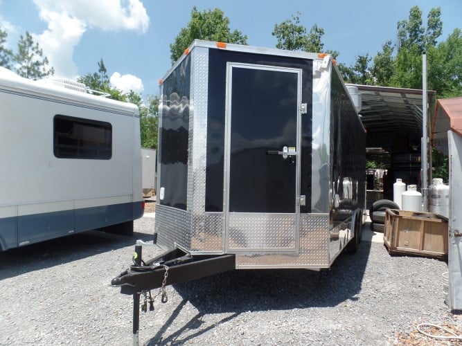 8.5' x 18' Concession Food Trailer Black Event Catering