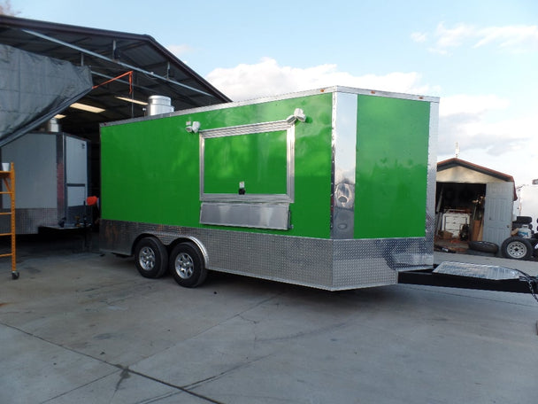 8.5' x 16' Lime Green Concession Food Catering Trailer