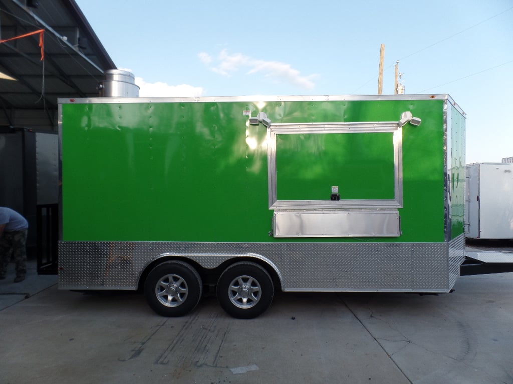 8.5' x 16' Lime Green Concession Food Catering Trailer