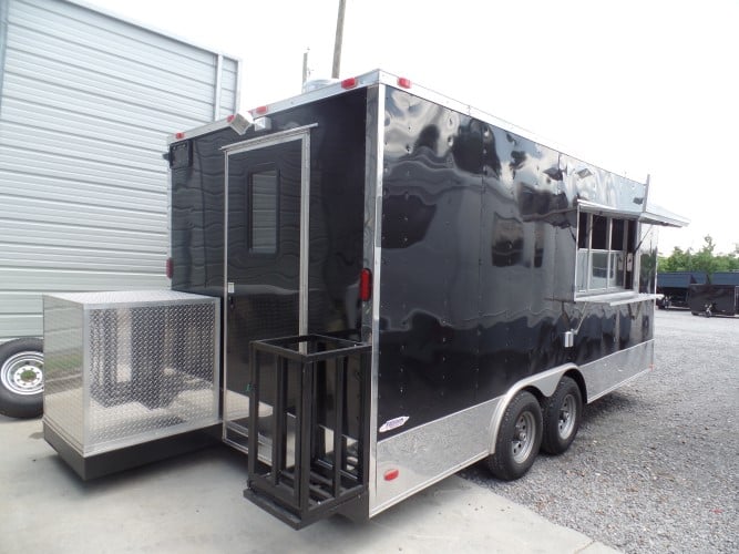 8.5' x 18' Concession Food Trailer Black Event Catering