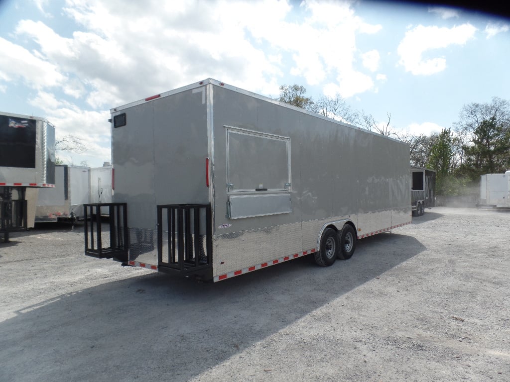 8.5' x 30' Dove Grey Concession Food Trailer