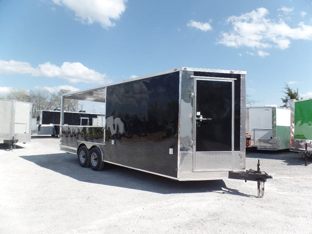 8.5' x 20' BBQ Black Porch Style Concession Trailer