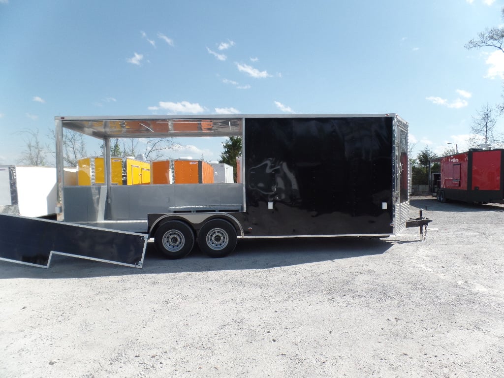 8.5' x 20' BBQ Black Porch Style Concession Trailer