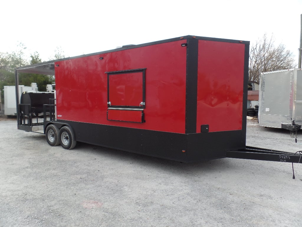 8.5' x 26' Black And Red Concession Food Trailer