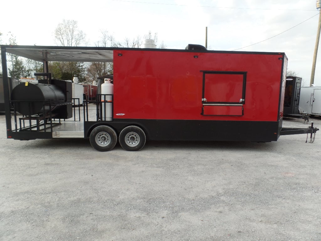 8.5' x 26' Black And Red Concession Food Trailer