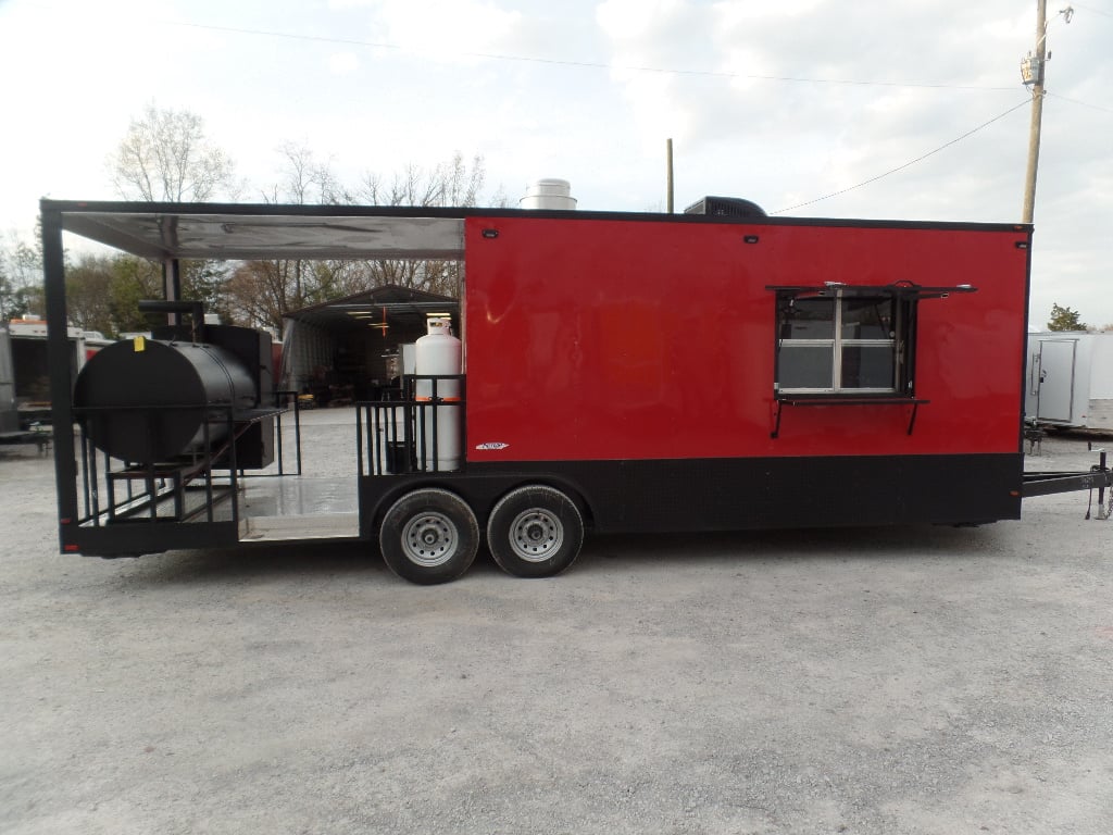 8.5' x 26' Black And Red Concession Food Trailer