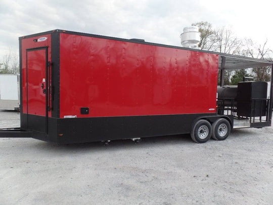 8.5' x 26' Red And Black Concession Food Trailer With Appliances - SLE Equipment - 1