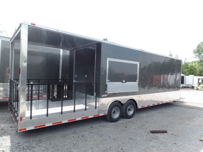 8.5' x 30' Concession Food Trailer Charcoal Grey BBQ Event Catering