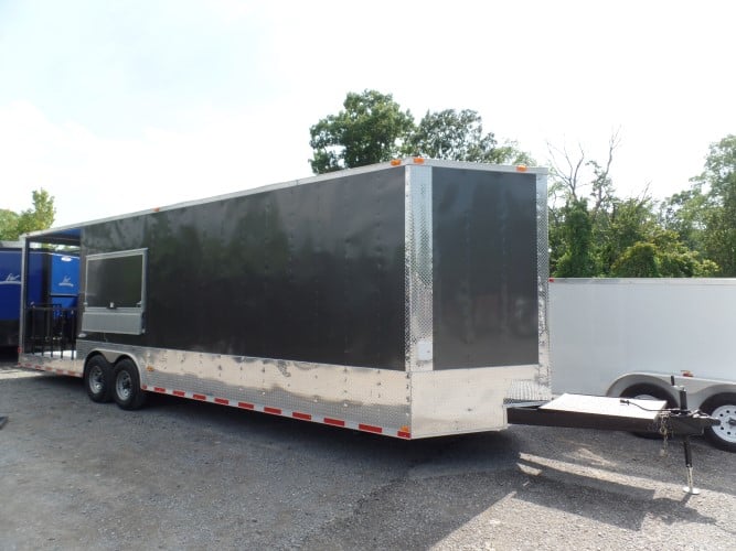 8.5' x 30' Concession Food Trailer Charcoal Grey BBQ Event Catering