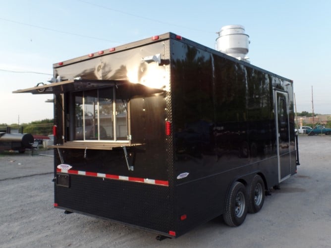 8.5' x 18' Black Concession Food Event Catering Trailer