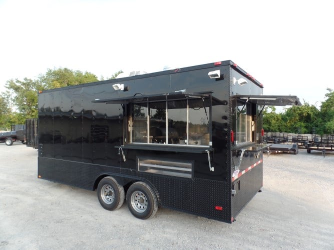 8.5' x 18' Black Concession Food Event Catering Trailer