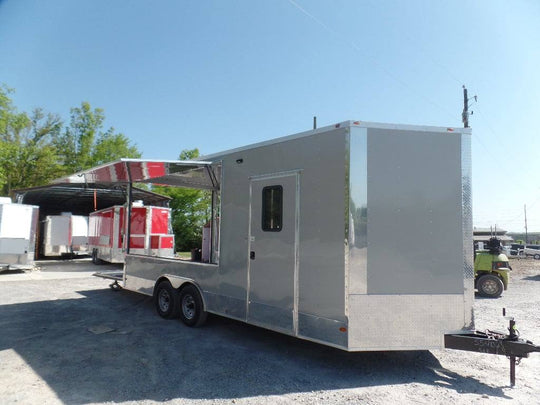 8.5' x 20' Dove Grey BBQ Event Concession Food Trailer - SLE Equipment - 2
