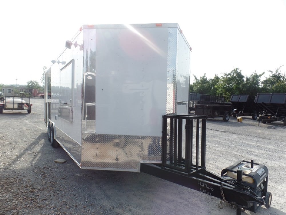 8.5' x 22' White Concession Food Trailer BBQ Event Catering