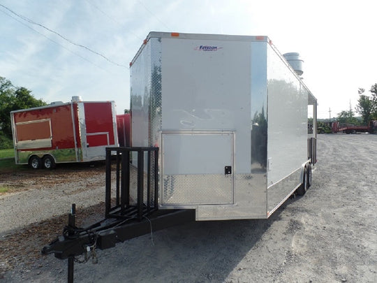 8.5' x 22' White Concession Food Trailer BBQ Event Catering