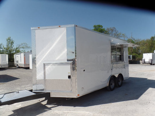 8.5' x 16' White Concession Food Ice Cream Trailer