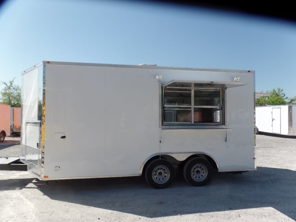 8.5' x 16' White Concession Food Ice Cream Trailer