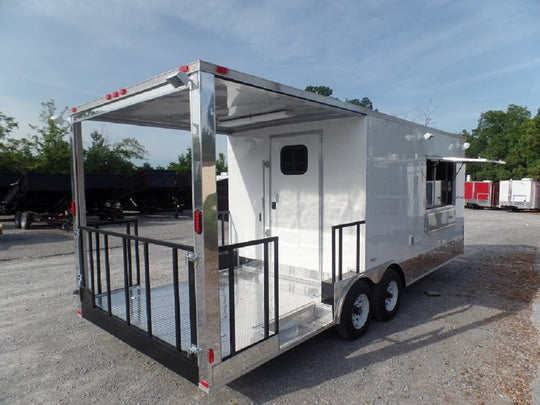 8.5' x 22' White Concession Food Trailer BBQ Event Catering