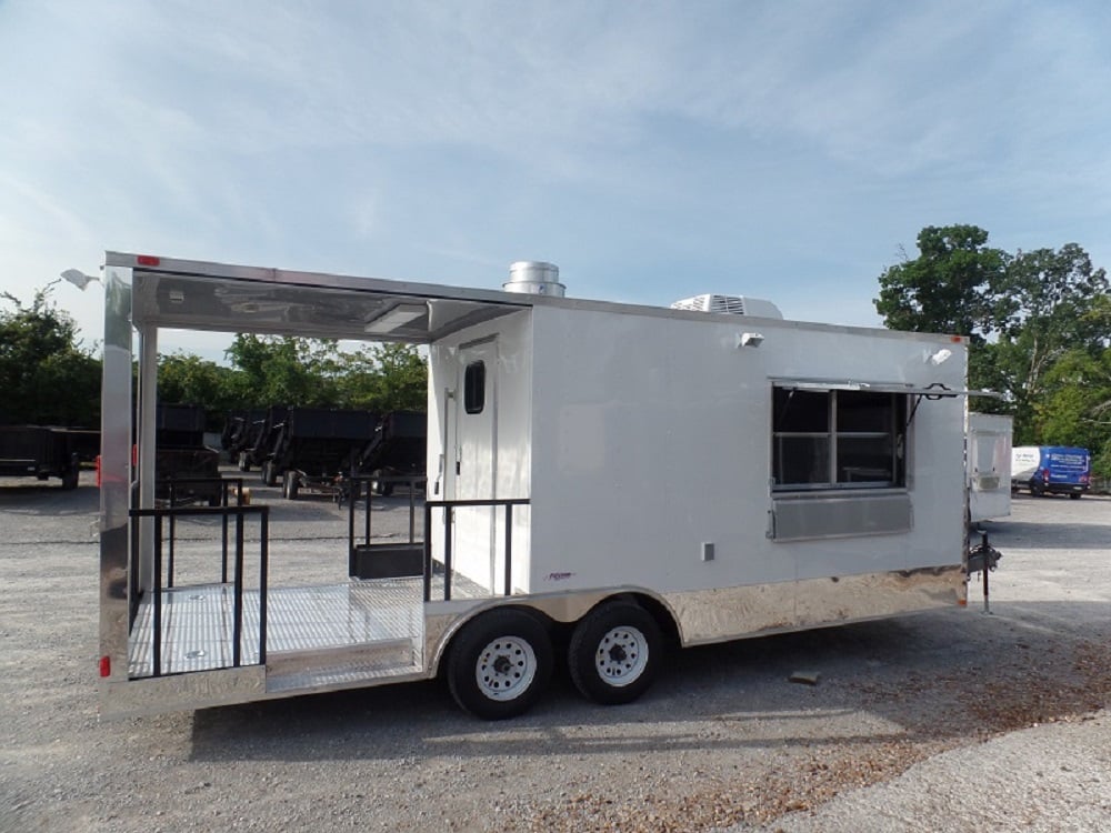 8.5' x 22' White Concession Food Trailer BBQ Event Catering