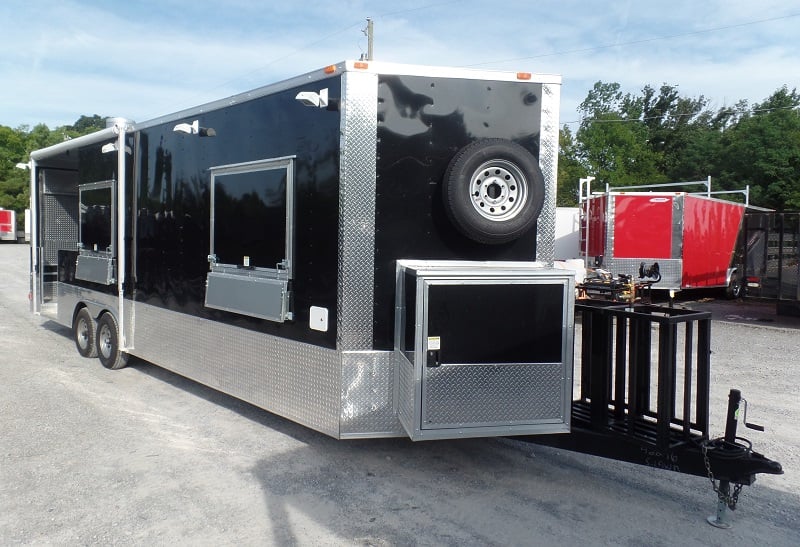 8.5' x 26' Concession Food Trailer Black Event Catering