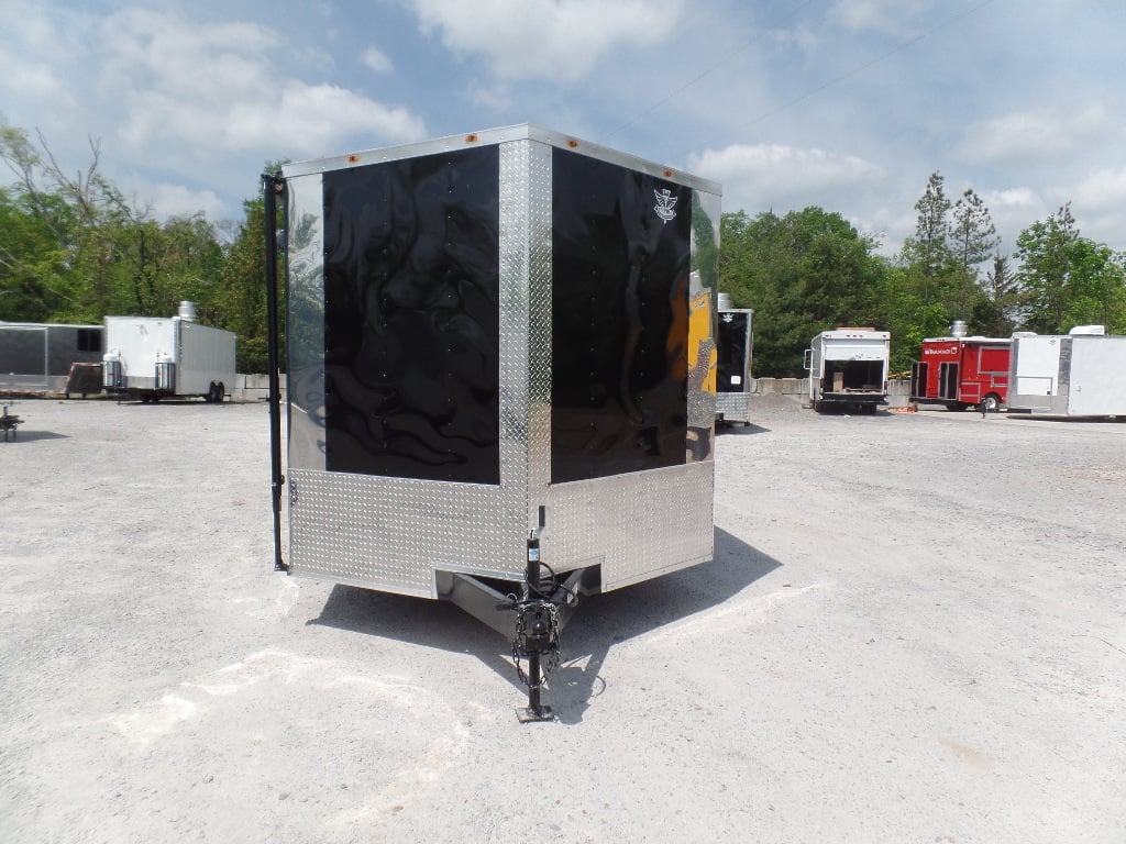 8.5' x 24' Porch Style Black Concession Food Trailer