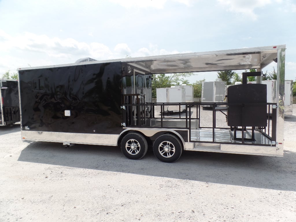 8.5' x 24' Porch Style Black Concession Food Trailer