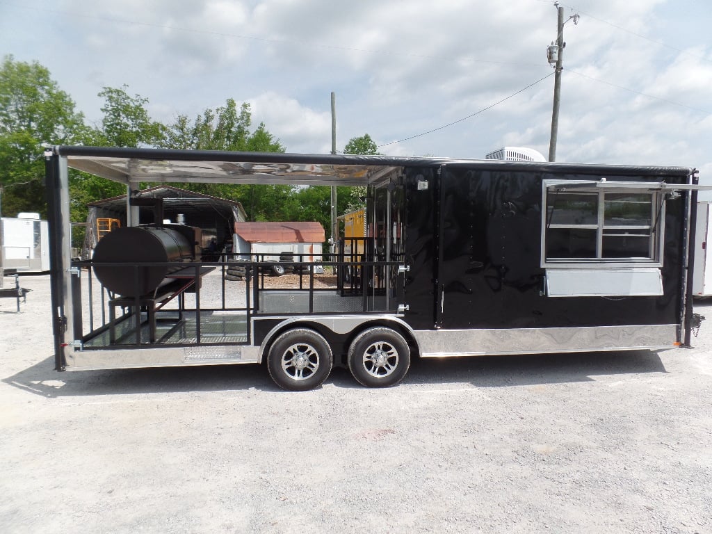 8.5' x 24' Concession Food Black Porch Style Trailer