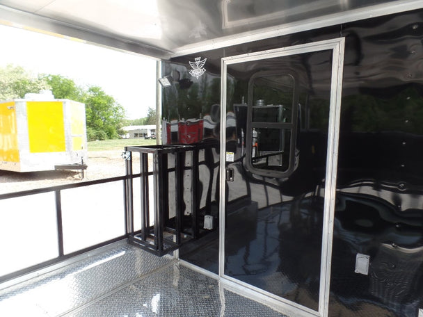 8.5' x 24' Concession Food Black Porch Style Trailer