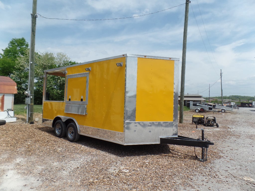 8.5' x 16' Yellow Concession Food Catering Event Trailer