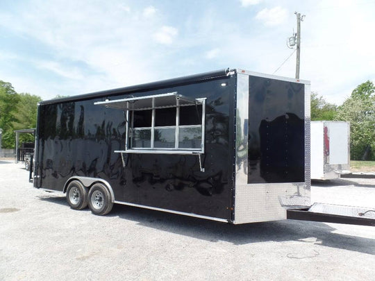 8.5' x 20' Black Event BBQ Concession Trailer - SLE Equipment - 1