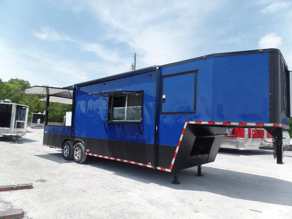 8.5' x 30' Goose-neck Cobalt Blue Food Concession Trailer