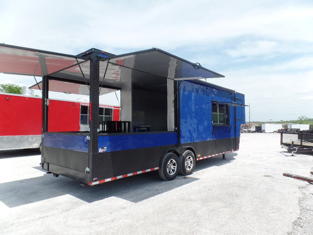 8.5' x 30' Goose-neck Cobalt Blue Food Concession Trailer