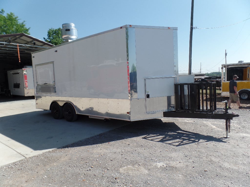 8.5' x 18' Concession White Event Food Catering Trailer