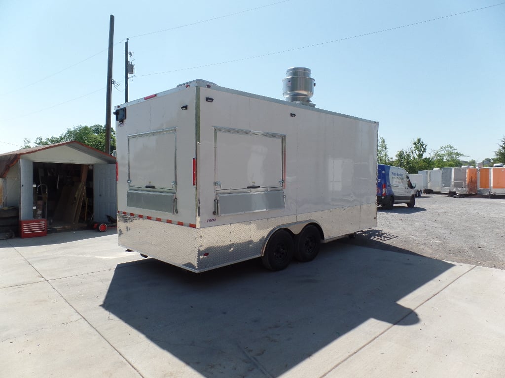 8.5' x 18' Concession White Event Food Catering Trailer