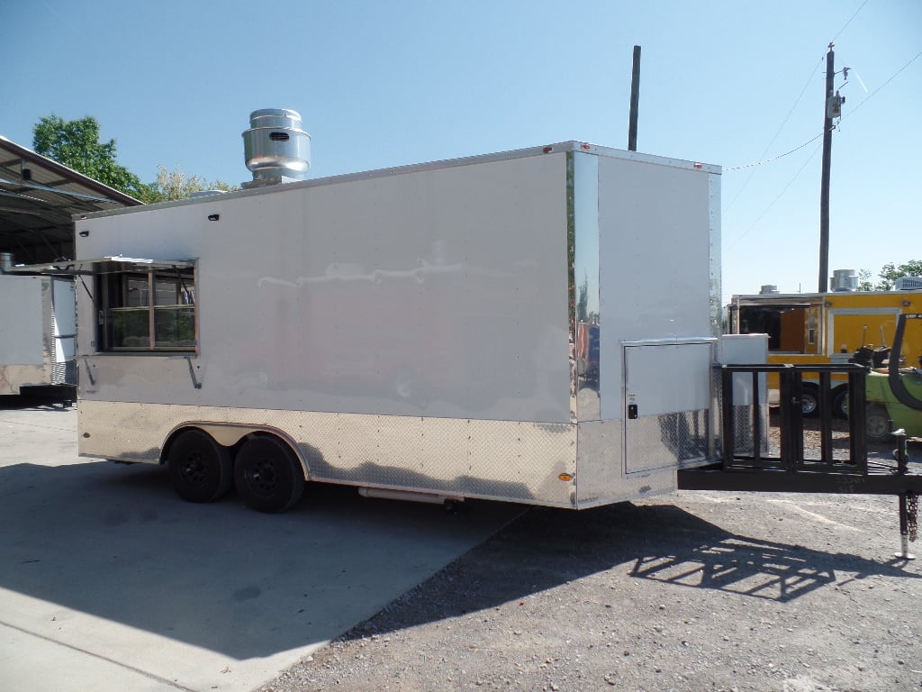 8.5' x 18' Concession White Event Food Catering Trailer