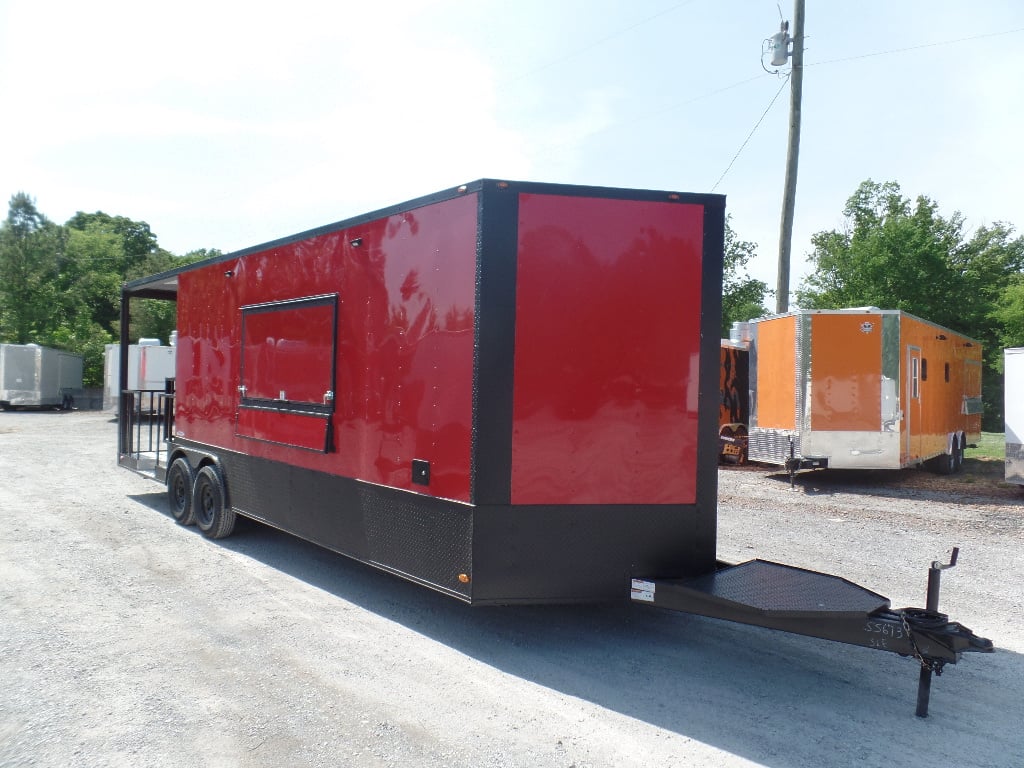 8.5' x 26' Red BBQ Event Catering Concession Food Trailer