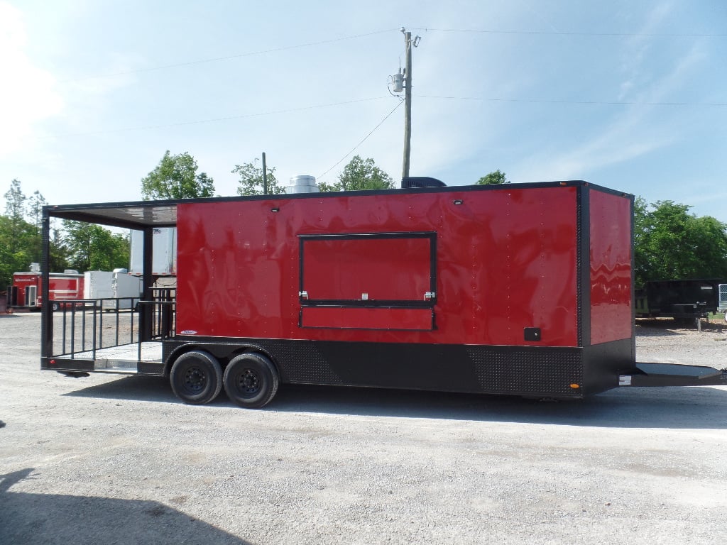 8.5' x 26' Red BBQ Event Catering Concession Food Trailer