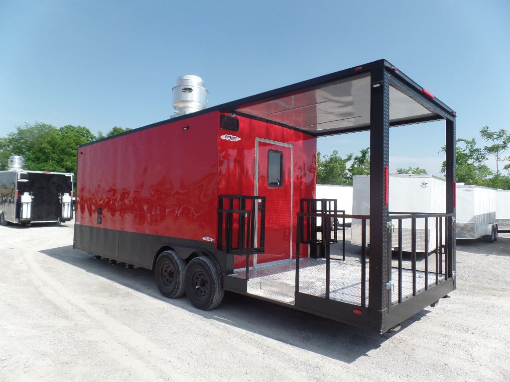 8.5' x 26' Red BBQ Event Catering Concession Food Trailer