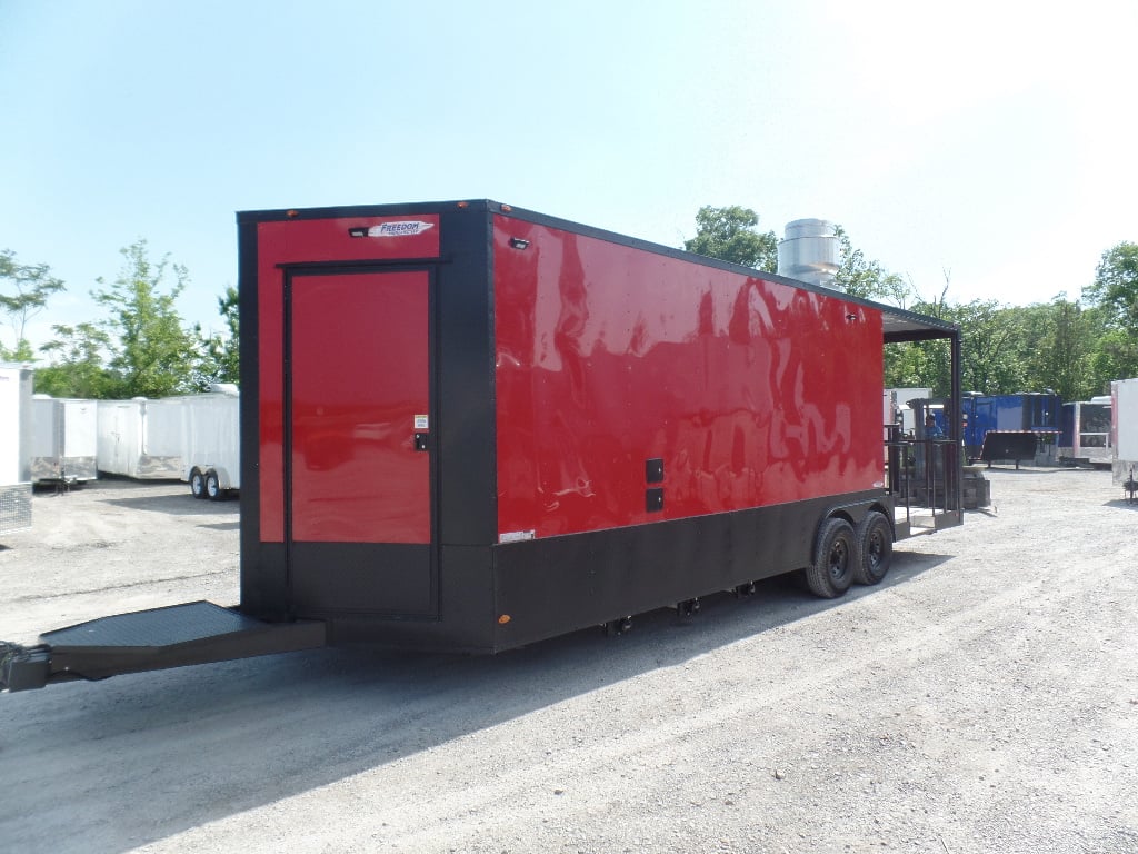 8.5' x 26' Red BBQ Event Catering Concession Food Trailer